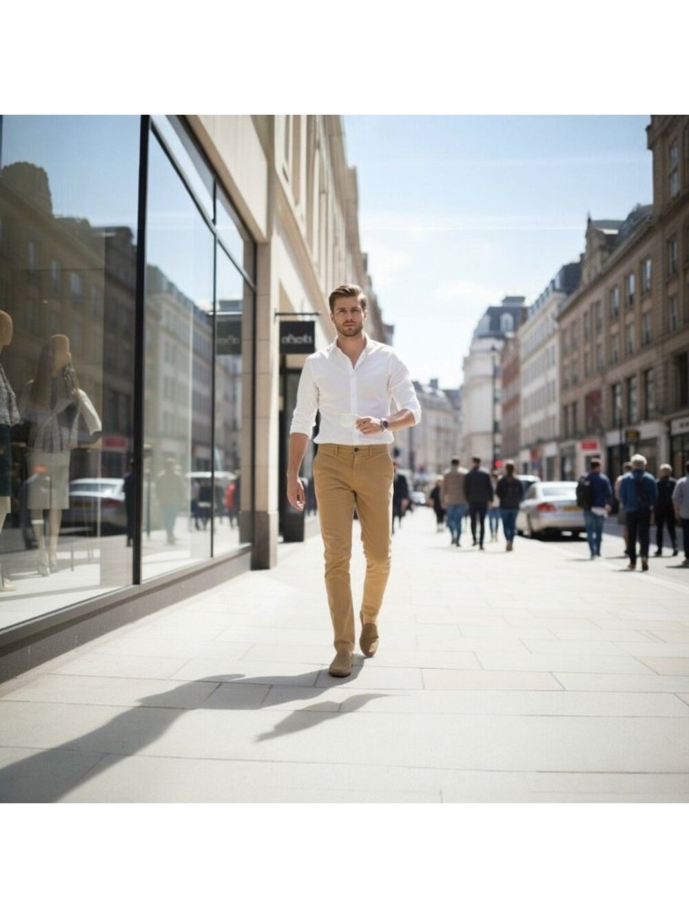 Hugo Boss Orange Mens Slim-Fit Tan Chino Pants Casual Modern Design - Picture 2 of 7